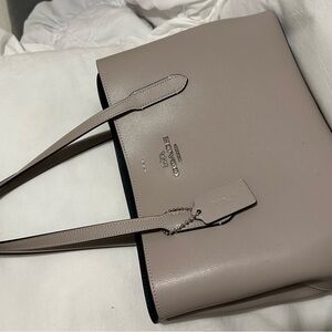 Coach Taupe Leather Tote Bag